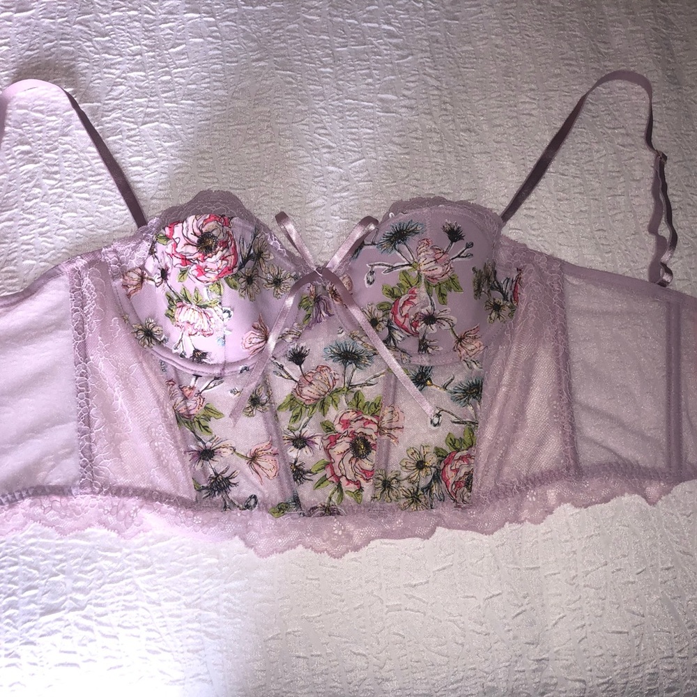 Lilac Embroidered Victorias Secret Corset Bustier